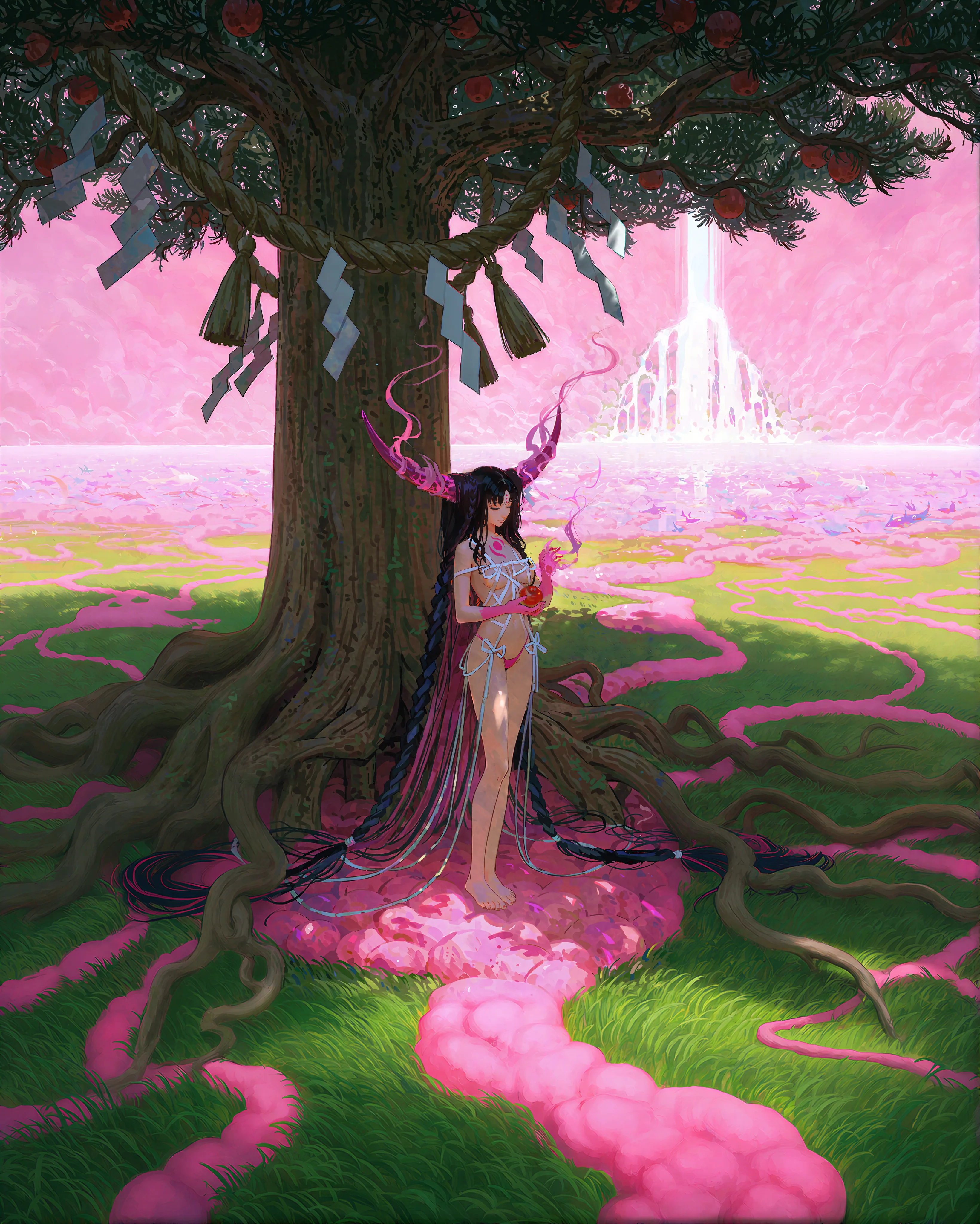 Kiara beneath the Shinboku tree